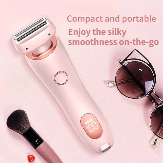 Tuzwa Women's Electric Shaver – IPX7 Wet & Dry Cordless Razor with Dual Heads, 3-Layer Floating Blades, LCD & 120-Min Runtime