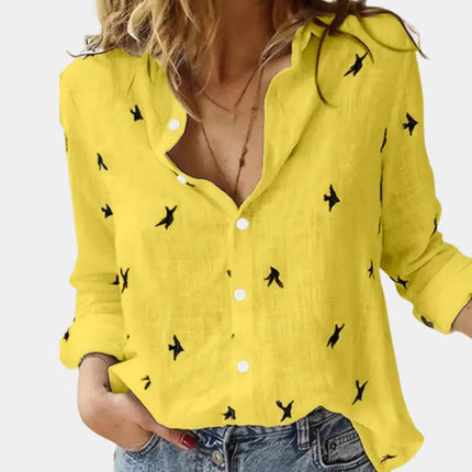 Women's Long Sleeve Shirt, Soft Breathable Button Placket Blouse, Classic Tailored Fit Top for Work