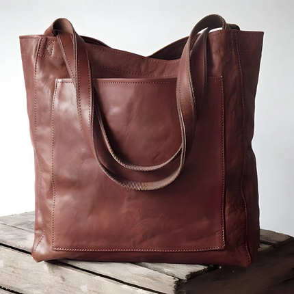 Women's Leather Satchel Shoulder Bag, Handcrafted PU Handbag with Double Straps for Work, Shopping and Travel