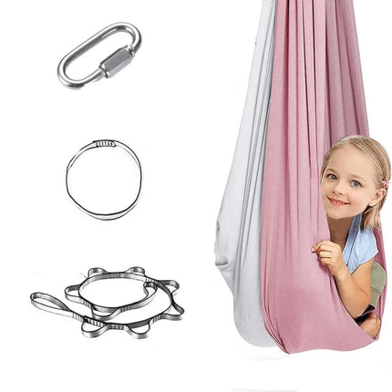 Sensory Swing Hammock for Kids and Adults, Indoor Outdoor Swing with Straps and Steel Lock – image 8