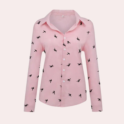 Women's Long Sleeve Shirt, Soft Breathable Button Placket Blouse, Classic Tailored Fit Top for Work