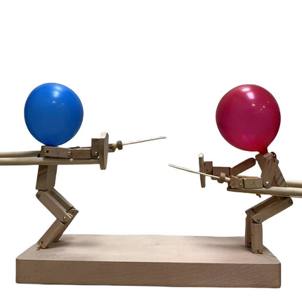 2 Player Games, Handmade Wooden Fencing Puppets Tabletop Game with Swords for Family Nights