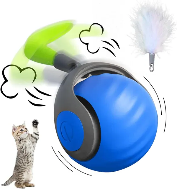 Interactive Cat Toys, Rechargeable Cat Ball with USB-C Charging, Silicone Cat Toy Ball with Wave Texture