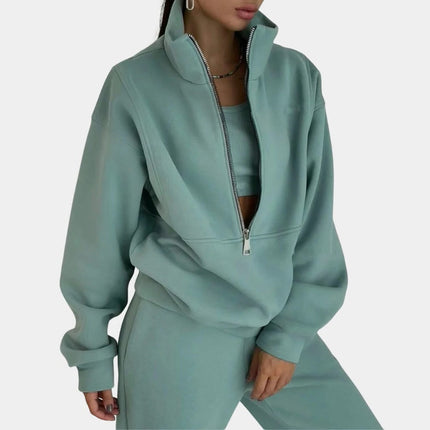 Womens Two Piece Tracksuit Half Zip Vest and Jogging Pants Soft Breathable Loungewear Set for Women