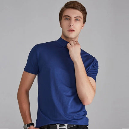 Mens T Shirt Turtleneck, Short Sleeve Mock Turtleneck Shirt