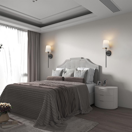 Wall Sconces Set of 2, LED Wall Sconce with Fabric Shade for Bedroom – image 5