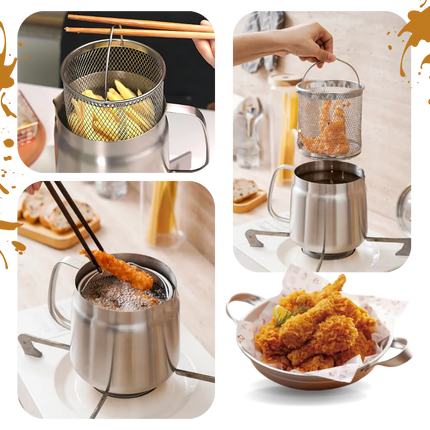 Stainless Steel Pot for Deep Frying, with Oil Strainer – image 4