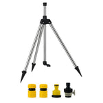 Tuzwa 360° Lawn Sprinkler with Adjustable Tripod – Dual Nozzle Rotating Garden Sprinkler with Adjustable Spray Range & 4 Hose Connectors