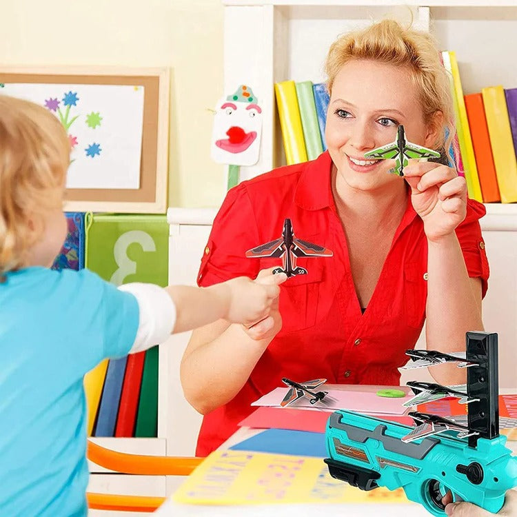 Tuzwa Airplane Launcher Toy – Manual Flying Glider Plane with Easy-Fire Launcher for Indoor & Outdoor Active Play