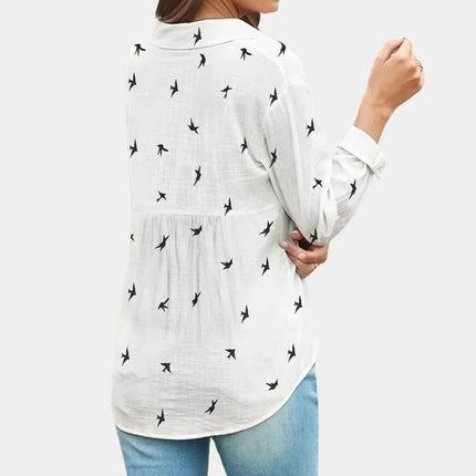 Women's Long Sleeve Shirt, Soft Breathable Button Placket Blouse, Classic Tailored Fit Top for Work