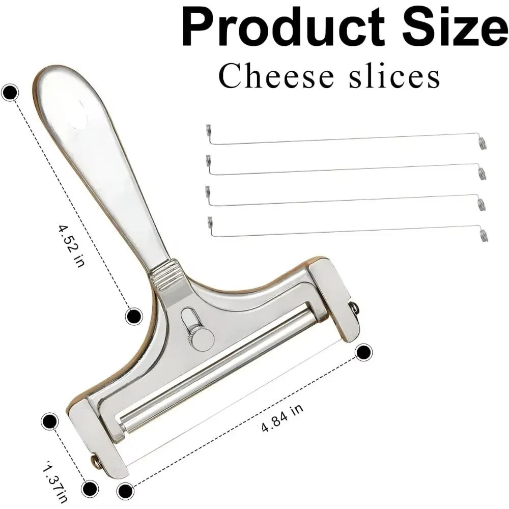 Tuzwa Adjustable Cheese Slicer – Wire Cheese Cutter with Thickness Control up to 3/8 Inch for Kitchen Food Preparation