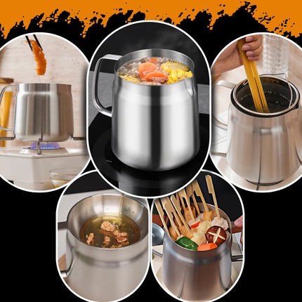 Stainless Steel Pot for Deep Frying, Small Deep Fryer Pot with Oil Strainer – image 6
