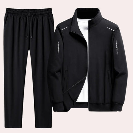 Mens Tracksuit, Two Piece Tracksuit with Stand Collar Jacket and Elasticated Cuffs, Polyester Jacket and Pants Set