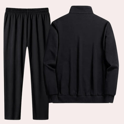 Mens Tracksuit, Two Piece Tracksuit with Stand Collar Jacket and Elasticated Cuffs