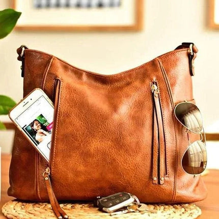 Leather Shoulder Bag for Women, Genuine Leather Handbag with Magnetic Flap – image 4