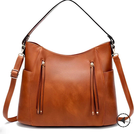 Leather Shoulder Bag for Women, Vintage Leather Purse with Adjustable Strap – image 5