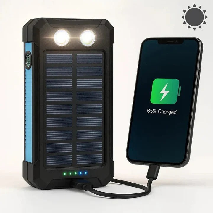 Tuzwa 30,000mAh Solar Power Bank – Portable USB Battery Charger with Solar Charging, Multiple USB Outputs & Water-Resistant Outdoor Design