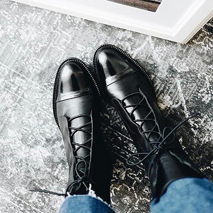 Vintage Heeled Ankle Boots for Women, Black Eco Leather Lace Up Booties with Cotton Lining, Removable Insole and Light Outsole