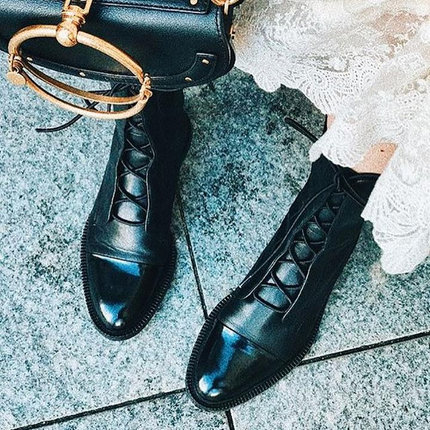 Vintage Heeled Ankle Boots for Women, Black Eco Leather Lace Up Booties with Cotton Lining, Removable Insole and Light Outsole