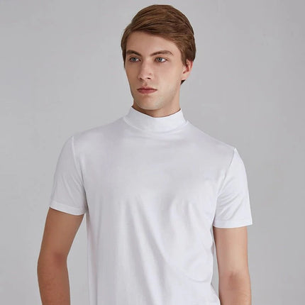 Mens T Shirt Turtleneck, Cotton T Shirt for Casual or Professional Looks
