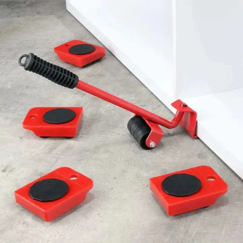 Furniture Moving Wheel Bundle with Lifter Bar, Heavy Duty Iron Roller Dolly Set for Moving a Couch, Mattress or Appliance