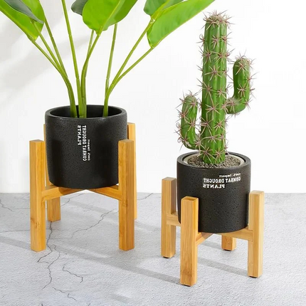 Wooden plant pot trays, sturdy wood stand base for potted plants, indoor and outdoor plant display tray