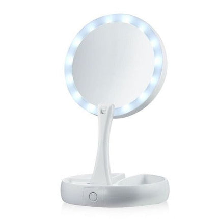 Lighted Vanity Mirror, Foldable Makeup Mirror with Lights