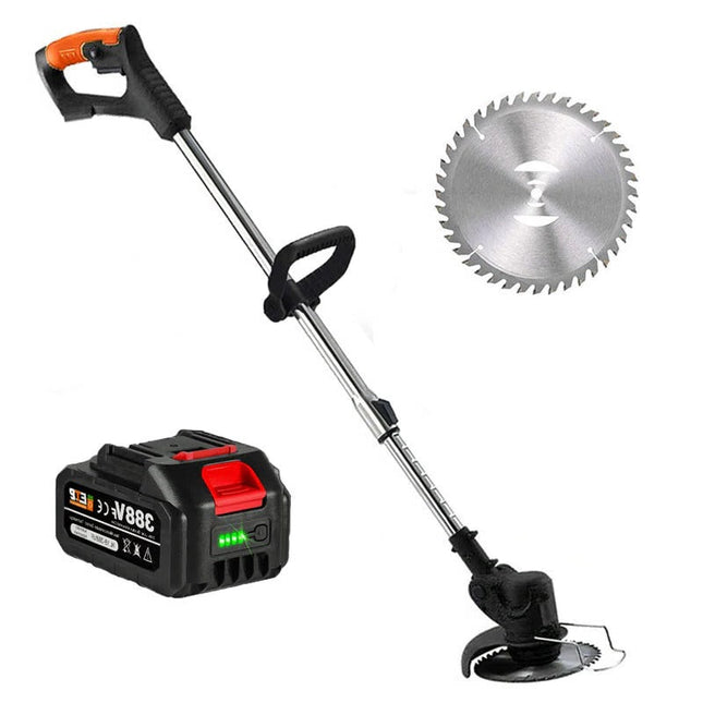 Weed Wacker Cordless 24V, Foldable Grass Trimmer and Edger with Multi Angle Head and Detachable Wheels