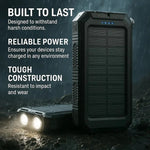 Tuzwa 30,000mAh Solar Power Bank – Portable USB Battery Charger with Solar Charging, Multiple USB Outputs & Water-Resistant Outdoor Design