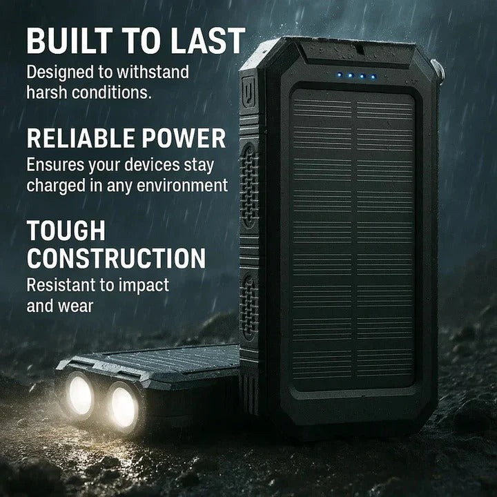 Tuzwa 30,000mAh Solar Power Bank – Portable USB Battery Charger with Solar Charging, Multiple USB Outputs & Water-Resistant Outdoor Design