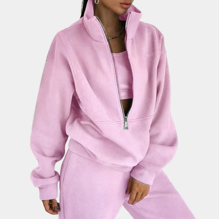 Womens Two Piece Tracksuit Half Zip Vest and Jogging Pants Soft Breathable Loungewear Set for Women