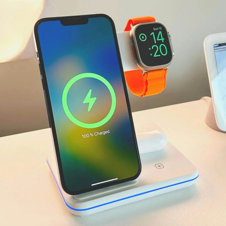 Tuzwa 3-in-1 Wireless Charging Station – Multi-Device Charger Dock for iPhone, Watch & AirPods with Simultaneous Charging & Overcharge Protection