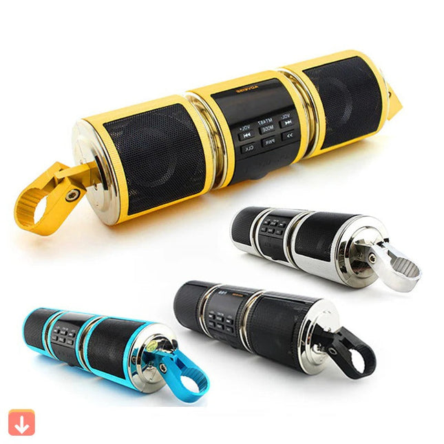 Waterproof Bluetooth Speaker for Motorcycle, Handlebar Motorcycle Speakers with FM Radio, Outdoor Bluetooth Speaker