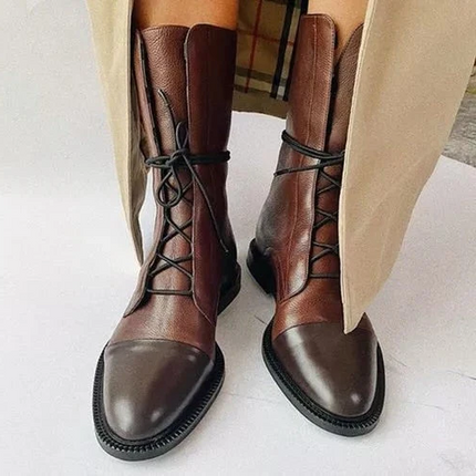 Vintage Heeled Ankle Boots for Women, Black Eco Leather Lace Up Booties with Cotton Lining, Removable Insole and Light Outsole
