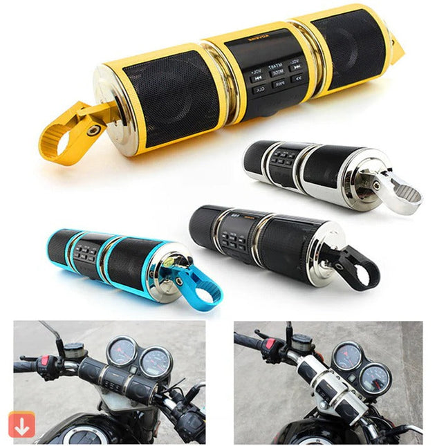Waterproof Bluetooth Speaker for Motorcycle, Handlebar Motorcycle Speakers with FM Radio