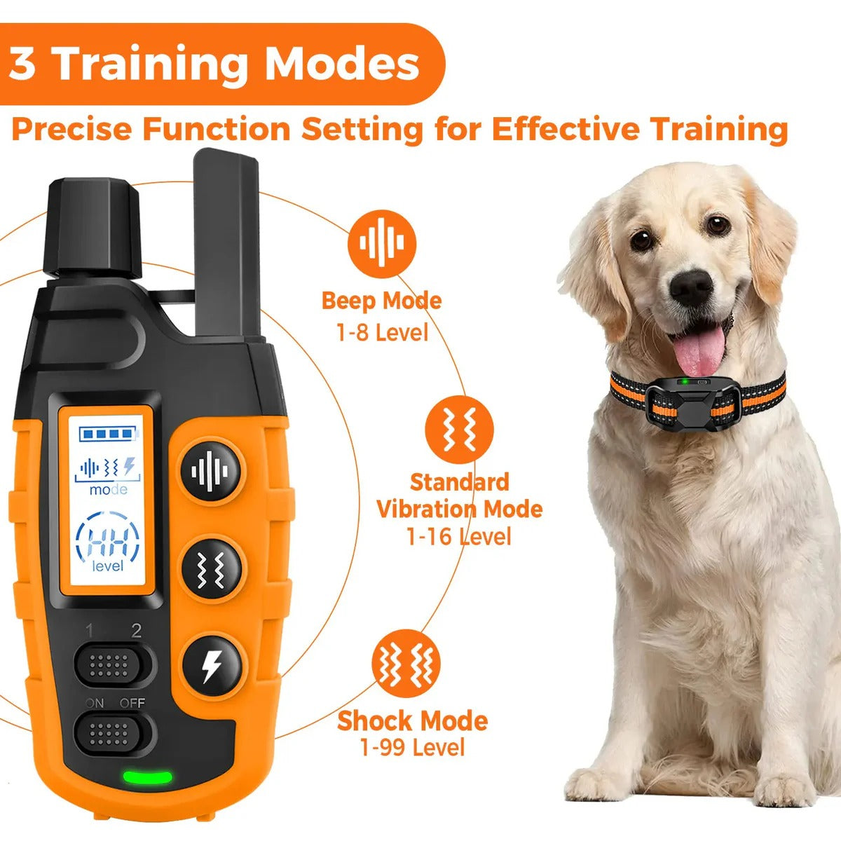 Tuzwa Dog Training Collar with Remote – 3300 Ft Range, Beep, Vibration & Sound Modes, Rechargeable Waterproof Receiver for Small to Large Dogs