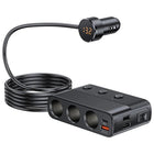 Car Cigarette Lighter Adapter 7 in 1, USB C Car Charger Adapter with Voltage Display, Car Charging Station with Switches