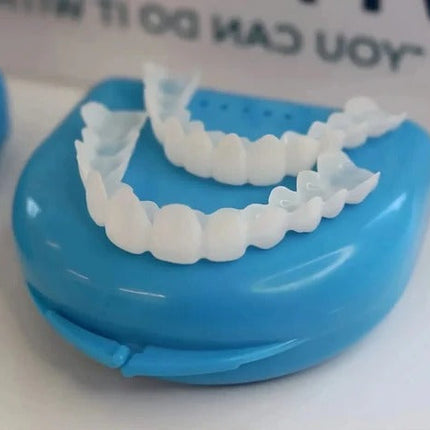 Clip On Veneers for Teeth, Natural White Finish Snap On Tooth Cover, Reusable Cosmetic Smile Set for Photos and Events