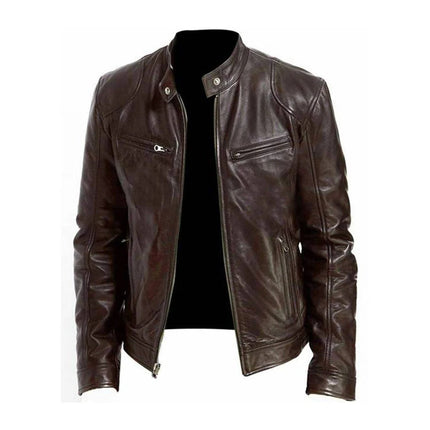 Mens Faux Leather Jacket, Classic Mens Jacket for Spring and Summer – image 4
