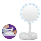 Lighted Vanity Mirror, Foldable Makeup Mirror with Lights, LED Magnifying Mirror with 10x and 1x Lenses