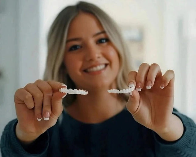Snap On Teeth Veneers, Clip On Veneers with Natural White Finish, Reusable Cosmetic Veneers and Tooth Cover for Photos and