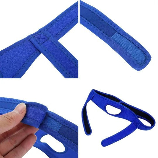 Tuzwa Chin Strap for Sleeping – Adjustable Full Head Jaw Support Strap, Lightweight One-Size Design, Blue or Black