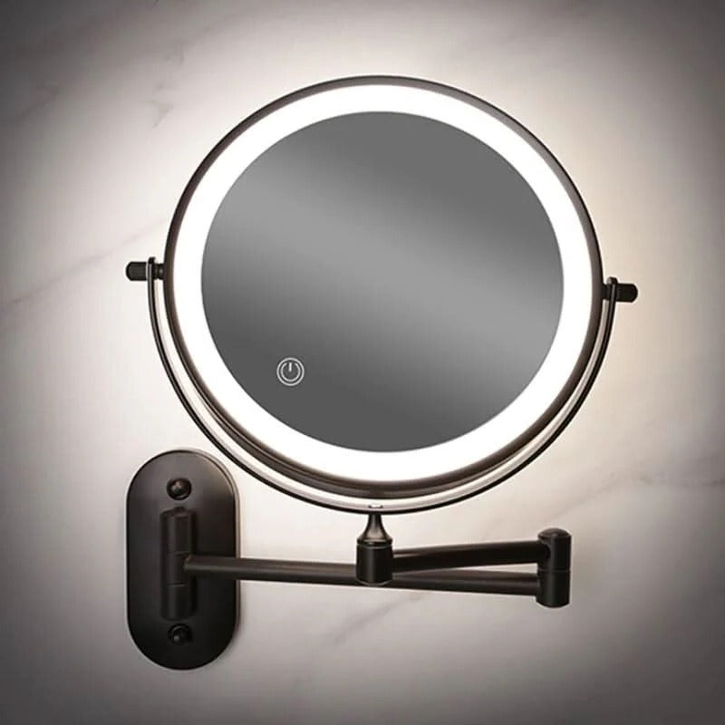 Tuzwa Lighted Makeup Mirror – 8-Inch Wall Mounted LED Magnifying Mirror, 1X/3X Double-Sided, 3 Light Colors, USB-C Rechargeable