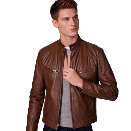 Mens Faux Leather Jacket, Leather Jackets for Men in PU with Soft Lining – image 9
