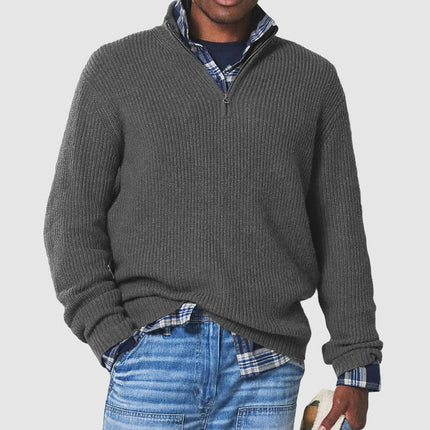 Business Casual Pullover with Zipper, Business Casual Sweater with Slim Zip Detail, Zip Pullover Sweater for the Office