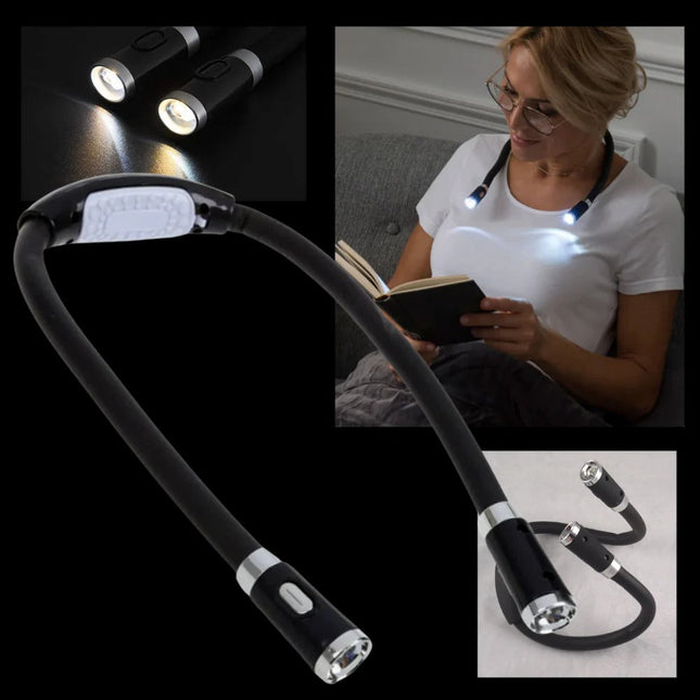 Neck Book Light, Neck Reading Light for Night Reading, LED Reading Lamp with 3 Brightness Modes
