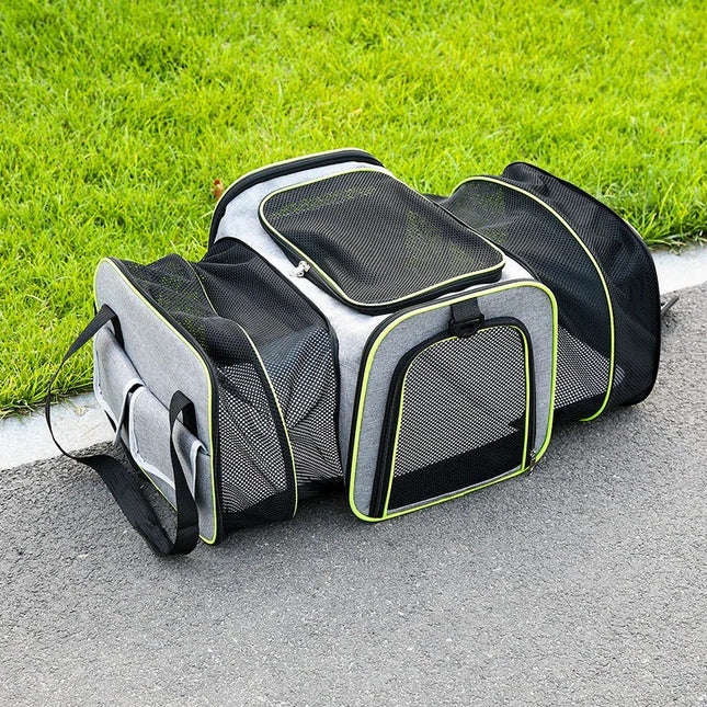 Foldable Pet Carrier Bag with Mesh Side Panels, Small Pet Carrier for Travel, Collapsible Pet Travel Bag