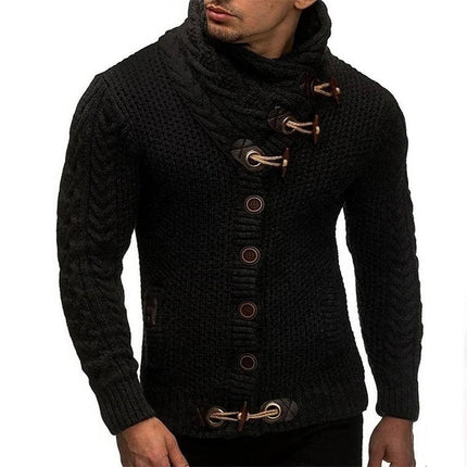 Knitted Sweater for Women, Thick Sweater with Toggle Closure and Ribbed Cuffs, Warm Sweater for Cold Days