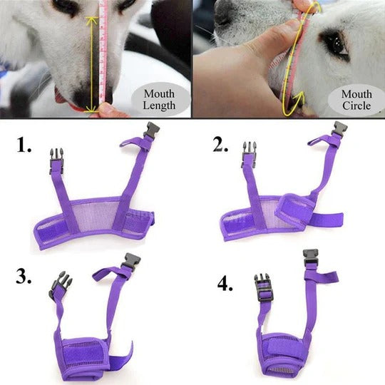 Tuzwa Soft Dog Muzzle – Adjustable Breathable Mesh Muzzle for Walking, Training & Vet Visits, Sizes S–XXL
