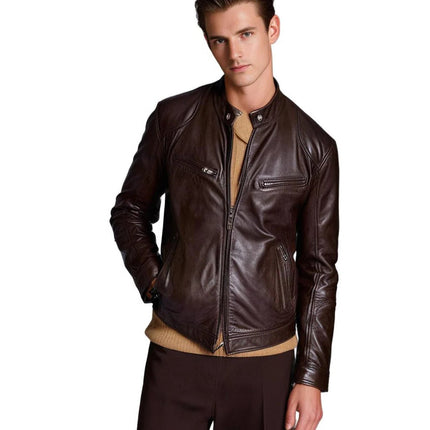 Mens Faux Leather Jacket, Classic Mens Jacket for Spring and Summer – image 10